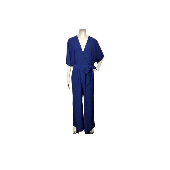 Taylor Blue Jumpsuit Tie- Waste Batwing Casual or Dress-up - 8 - NWT - Picture 3 of 4